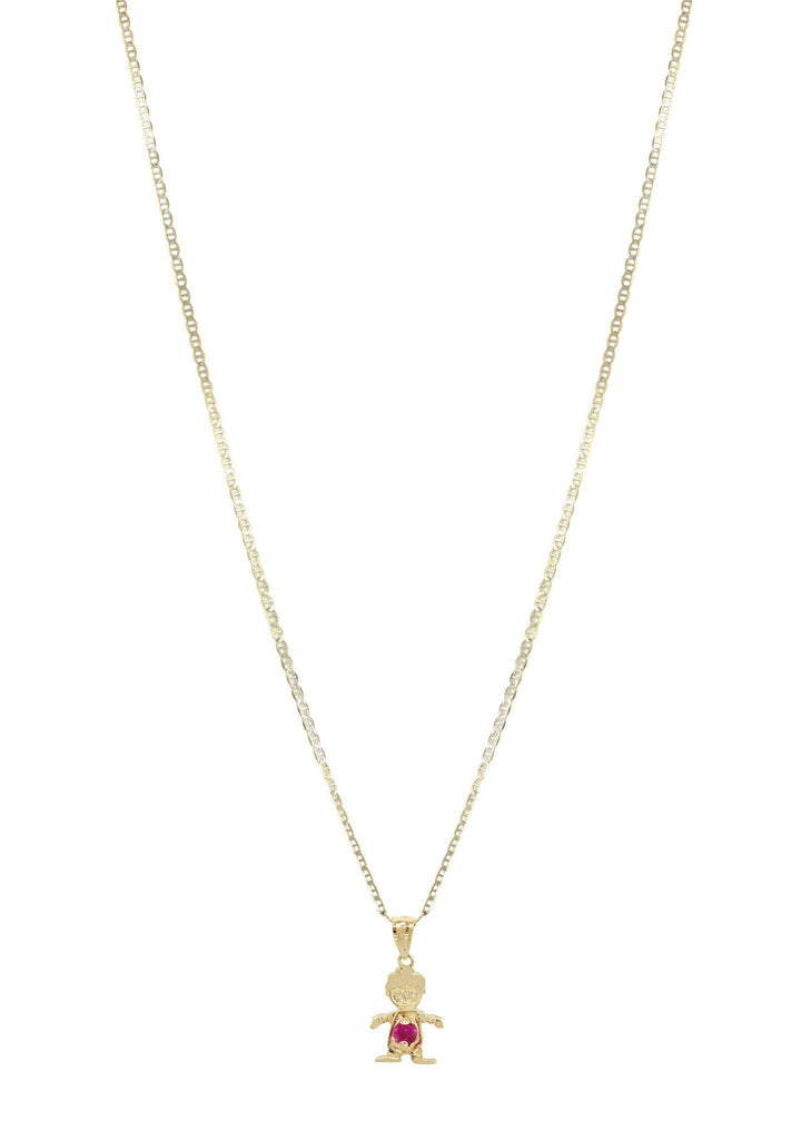 10K Yellow Gold Mariner Chain & Cz Children Pendant | Appx. 3 Grams chain & pendant FROST NYC 