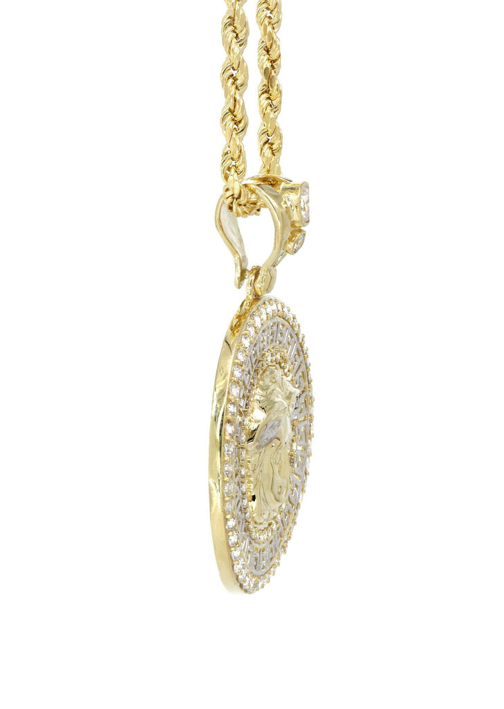 10K Yellow Gold Rope Chain & Versace Style Pendant | Appx. 15.7 Grams chain & pendant FROST NYC 