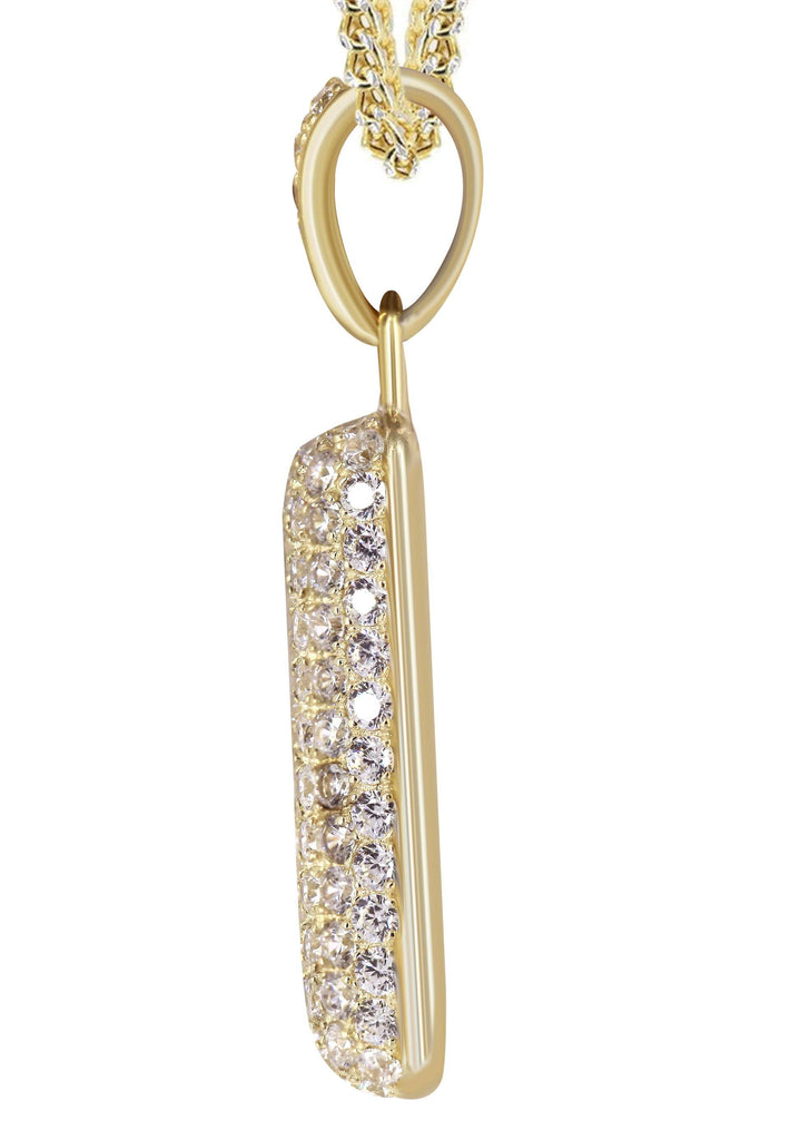 10K Yellow Gold Cuban Chain & Bubble Letter "F" Cz Pendant | Appx. 12.9 Grams chain & pendant FrostNYC 