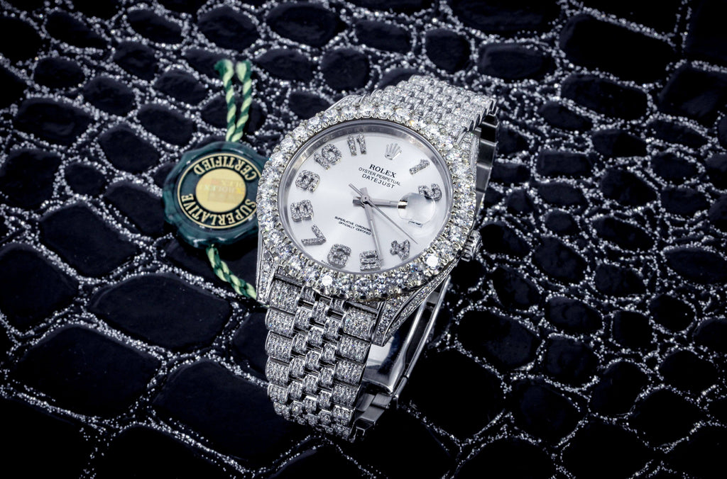 Diamond Iced Out Rolex Datejust 41 | 15.5 Carats Of Diamonds | Custom Silver Diamond Dial | Jubilee Band CUSTOM ROLEX FrostNYC 