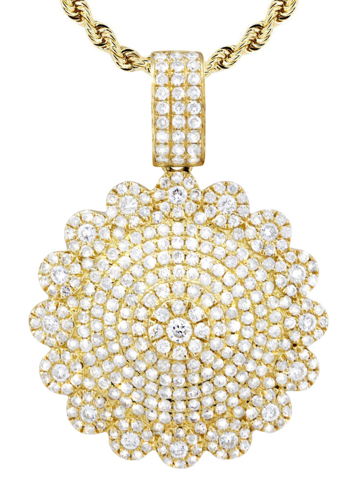 10K Yellow Gold Round Pendant & Rope Chain | 1.94 Carats diamond combo FrostNYC 