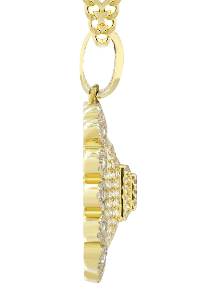 10K Yellow Gold Dog Tag Pendant & Cuban Chain | 2.35 Carats diamond combo FrostNYC 