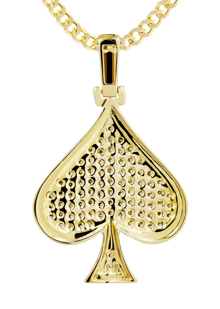 10K Yellow Gold Spades Pendant & Cuban Chain | 0.57 Carats diamond combo FrostNYC 