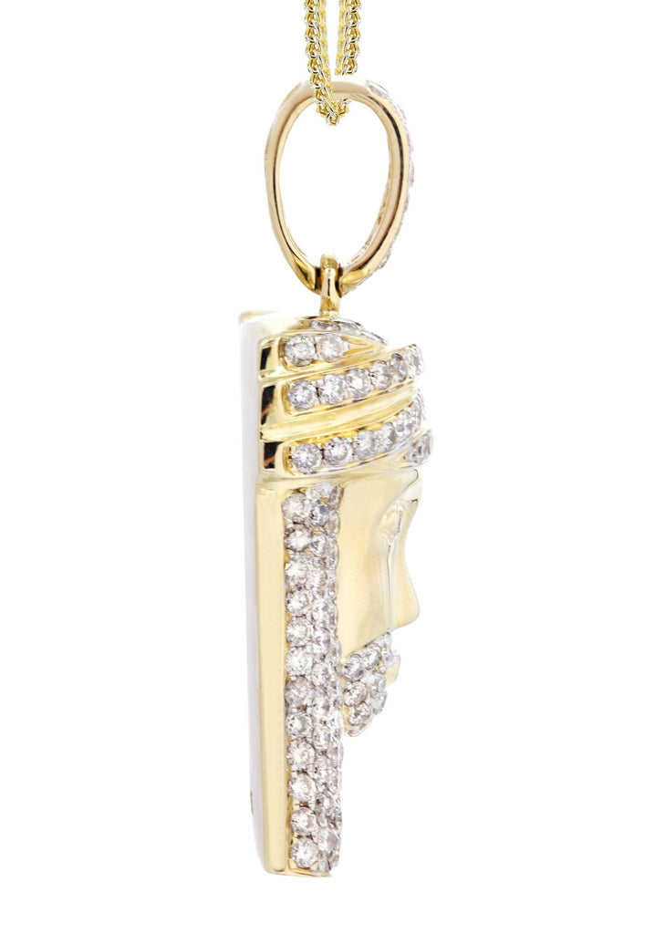 10K Yellow Gold Jesus Head Diamond Pendant & Franco Chain | 2.35 Carats Diamond Combo FROST NYC 