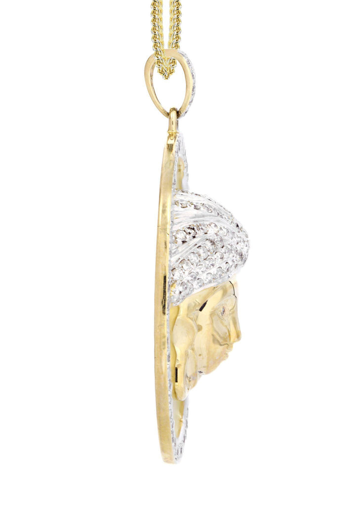 10 Yellow Gold Versace Diamond Pendant & Franco Chain | 2.49 Carats Diamond Combo FROST 