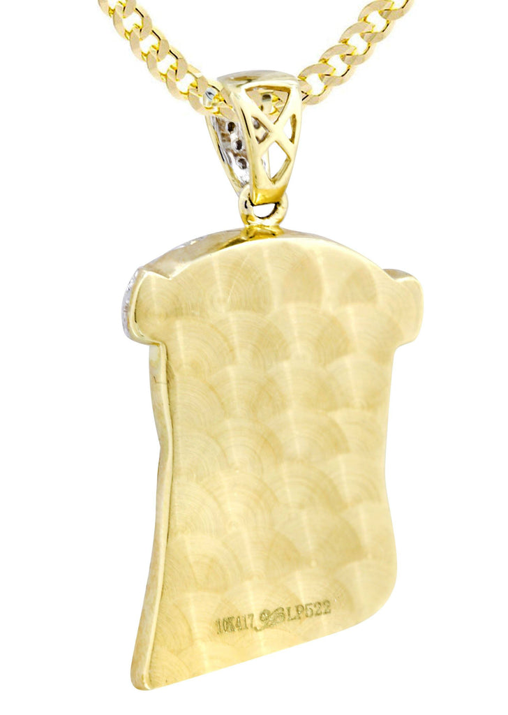 10K Yellow Gold Jesus Head Pendant & Cuban Chain | 1.19 Carats diamond combo FrostNYC 