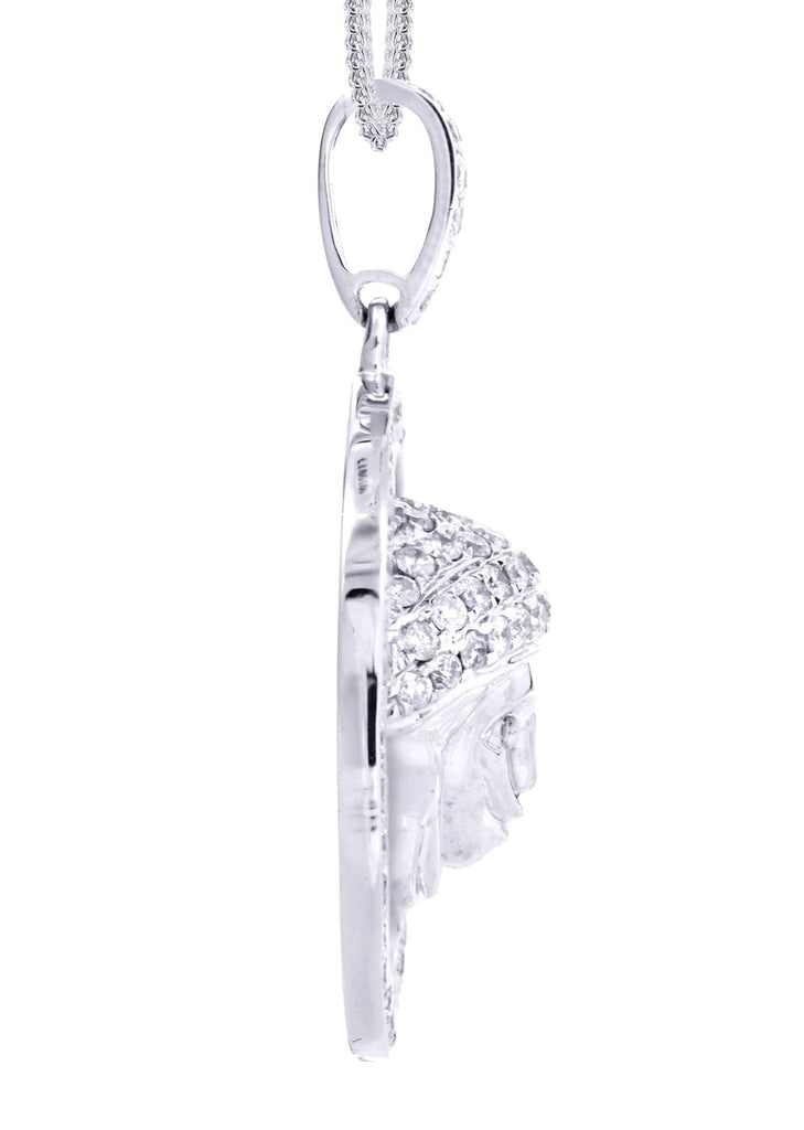 14 White Gold Versace Diamond Pendant & Franco Chain | 1.5 Carats Diamond Combo FROST 