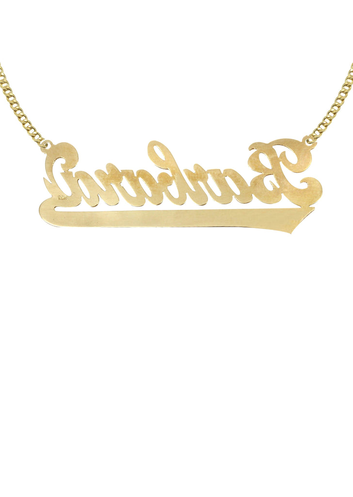 14K Ladies Old School Text Name Plate Necklace | Appx. 7.6 Grams Name Plate Manufacturer 16 