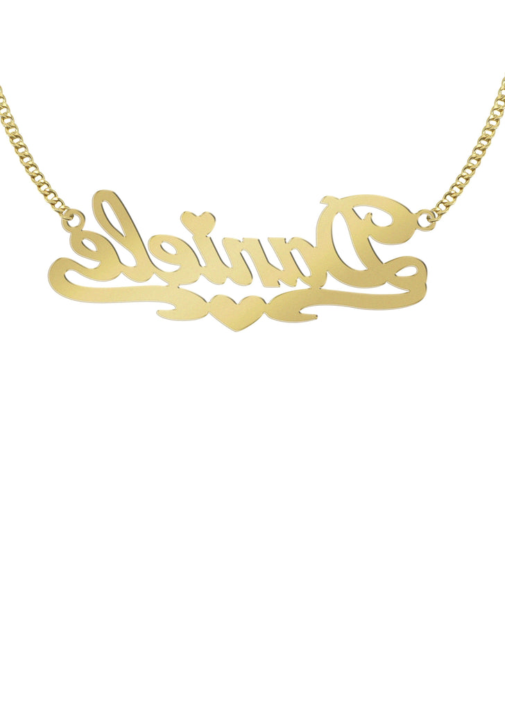 14K Ladies Diamond Cut Heart Name Plate Necklace | Appx. 7.9 Grams Name Plate Manufacturer 16 