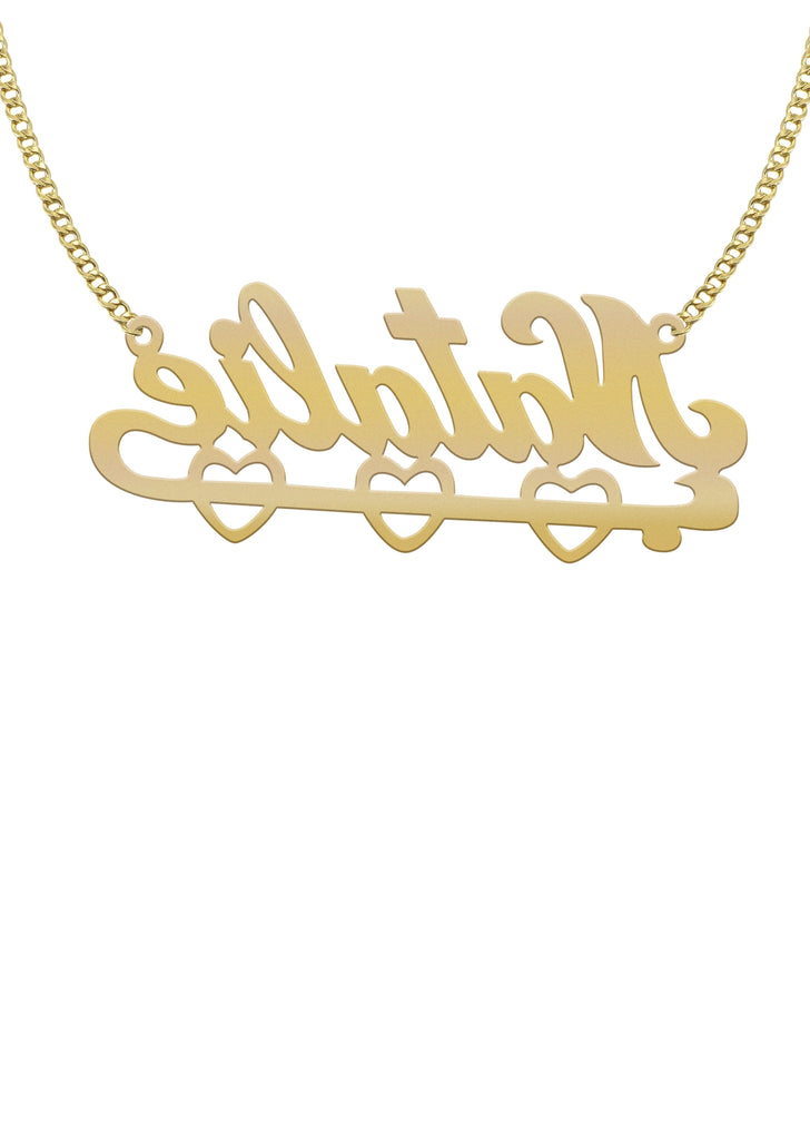 14K Ladies Diamond Cut Heart Name Plate Necklace | Appx. 9 Grams Name Plate Manufacturer 16 