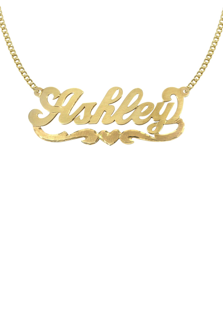 14K Ladies Diamond Cut Heart Name Plate Necklace | Appx. 9.1 Grams Name Plate Manufacturer 16 