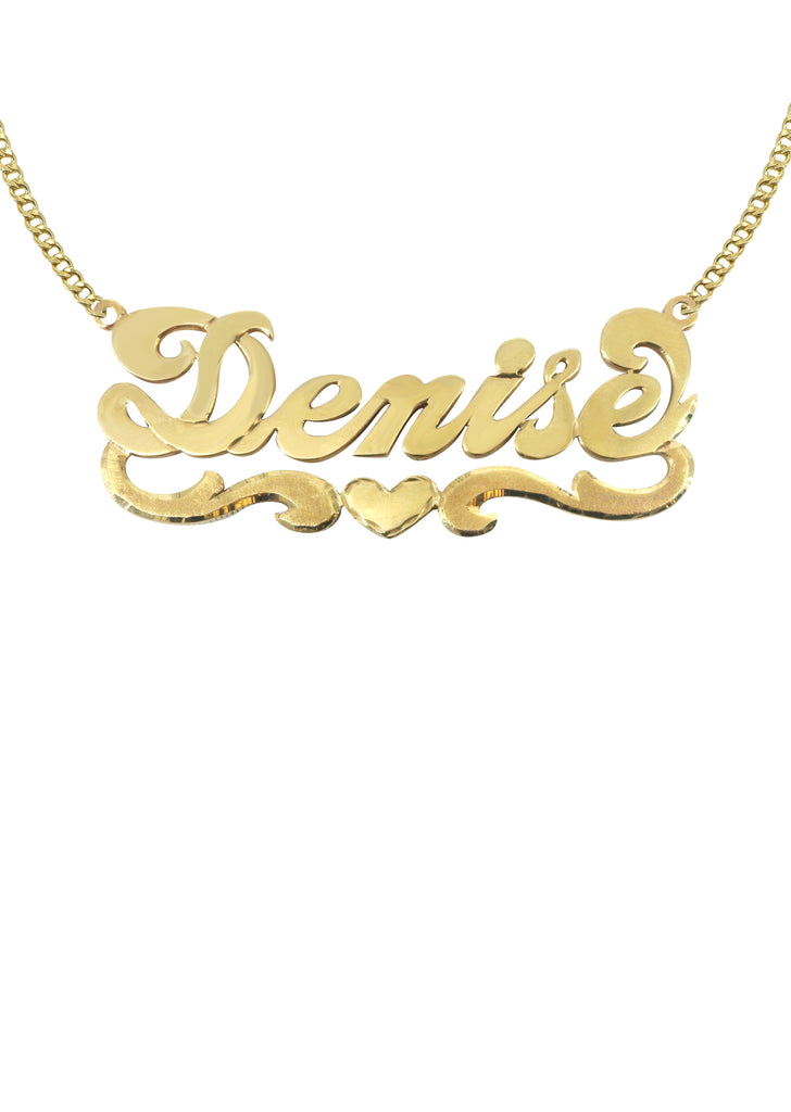 14K Ladies Diamond Cut Heart Name Plate Necklace | Appx. 11.5 Grams Name Plate Manufacturer 16 