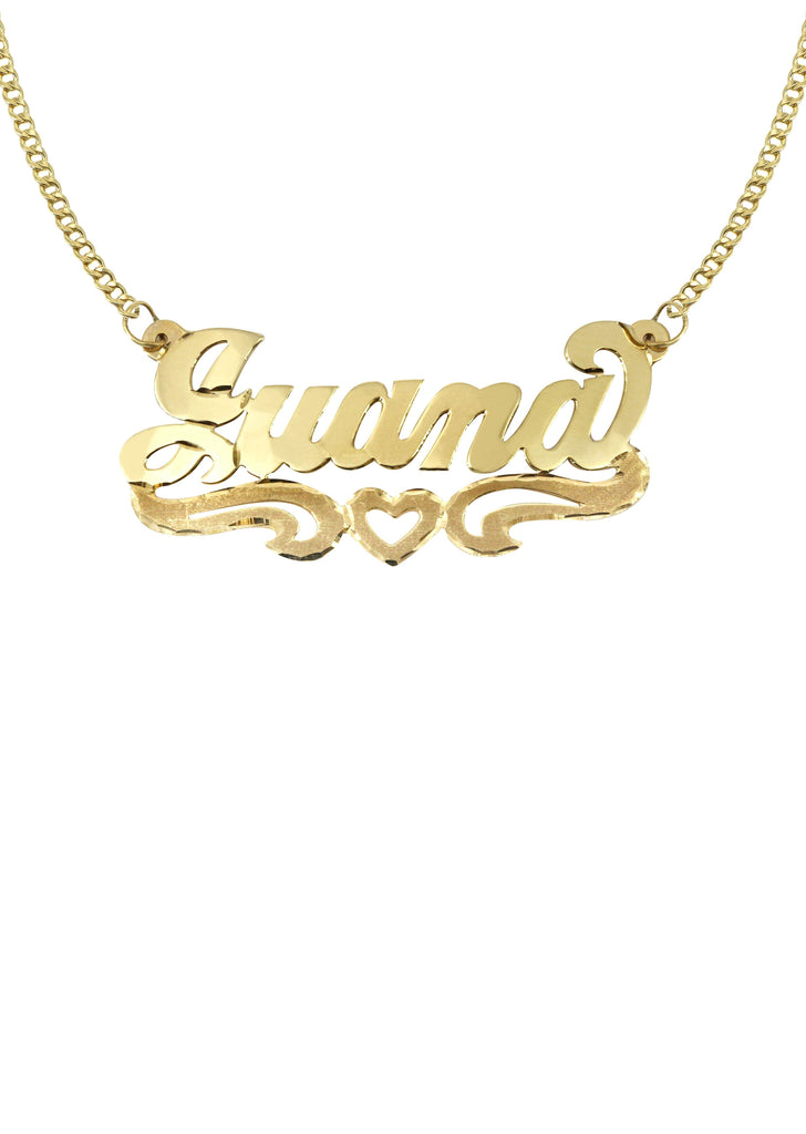 14K Ladies Diamond Cut Heart Name Plate Necklace | Appx. 7.6 Grams Name Plate Manufacturer 16 