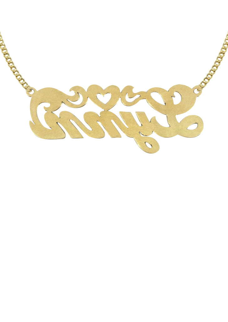 14K Ladies Diamond Cut Heart Name Plate Necklace | Appx. 8 Grams Name Plate Manufacturer 16 