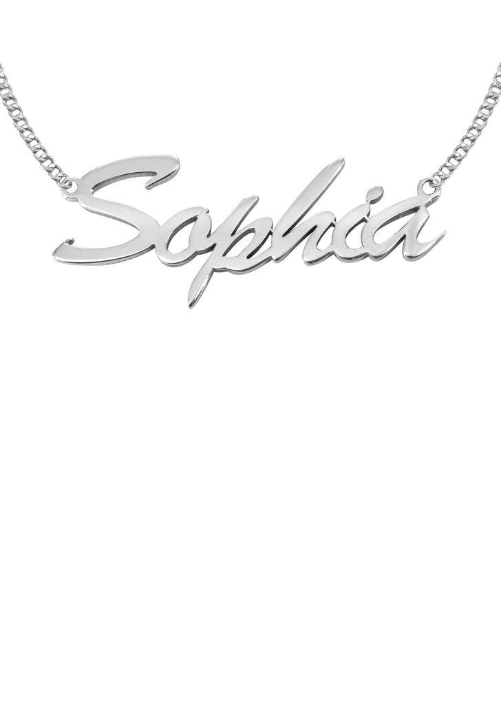 14K Ladies White Gold Name Plate Necklace | Appx. 7.9 Grams Name Plate Manufacturer 16 
