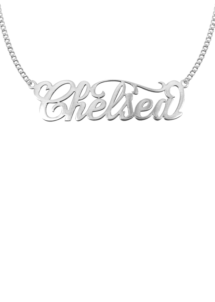 14K Ladies White Gold Name Plate Necklace | Appx. 8.6 Grams Name Plate Manufacturer 16 