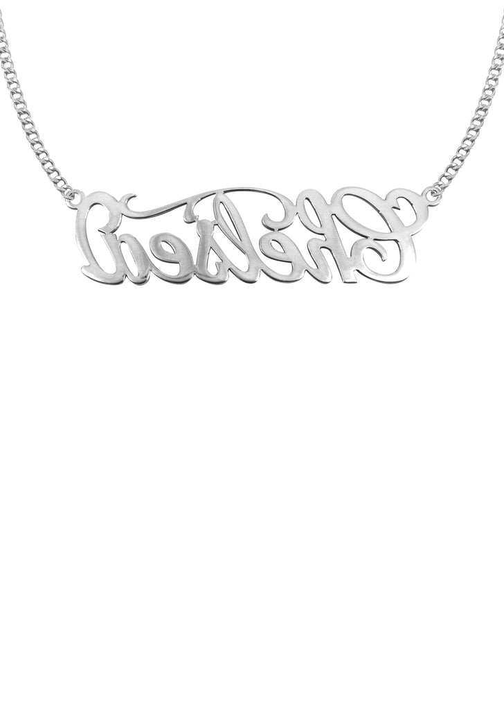 14K Ladies White Gold Name Plate Necklace | Appx. 8.6 Grams Name Plate Manufacturer 16 
