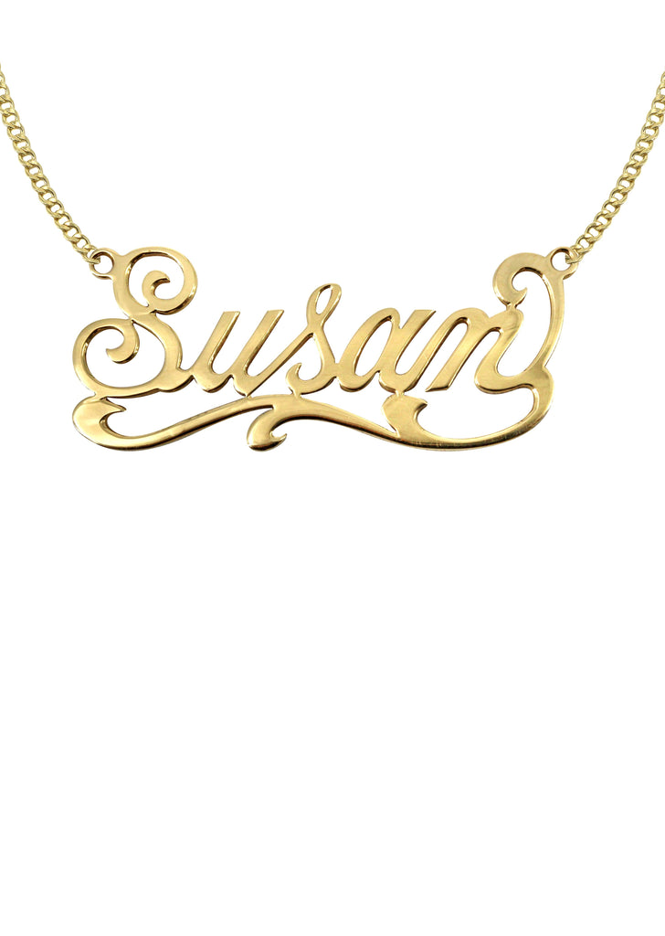 14K Ladies Plain Gold Name Plate Necklace | Appx. 7.7 Grams Name Plate Manufacturer 16 