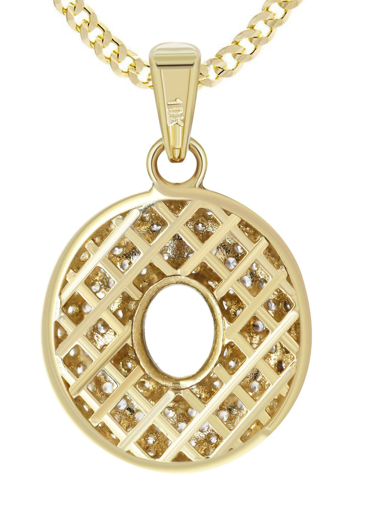 10K Yellow Gold Rope Chain & Bubble Letter "O" Cz Pendant | Appx. 13.5 Grams chain & pendant FrostNYC 