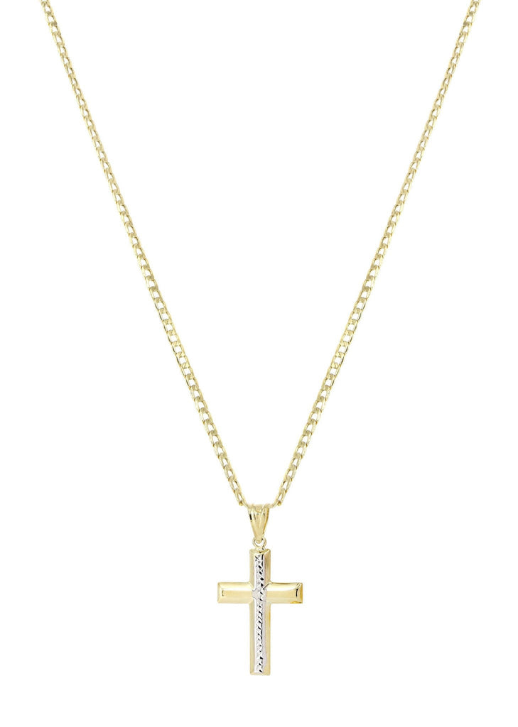 10K Gold Cuban Link & Gold Cross Pendant | 3.58 Grams chain & pendant FROST NYC 