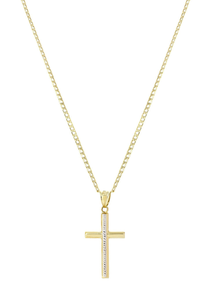 10K Gold Cuban Link & Gold Cross Pendant | 4.51 Grams chain & pendant FROST NYC 