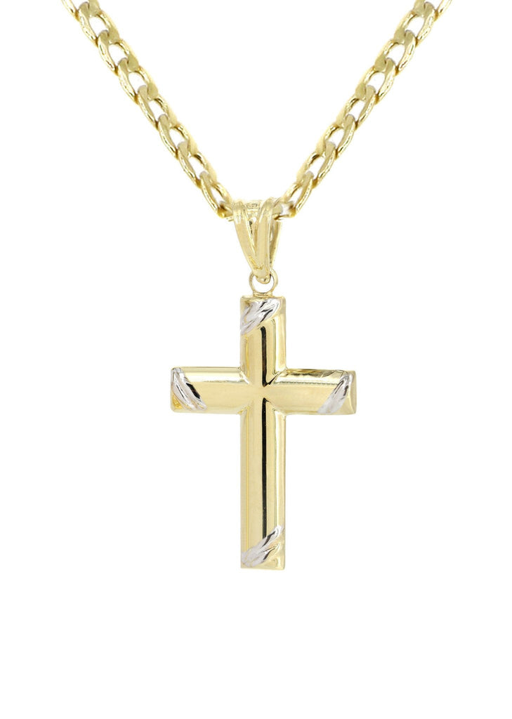 10K Gold Cuban Link & Gold Cross Pendant | 3.55 Grams chain & pendant FROST NYC 