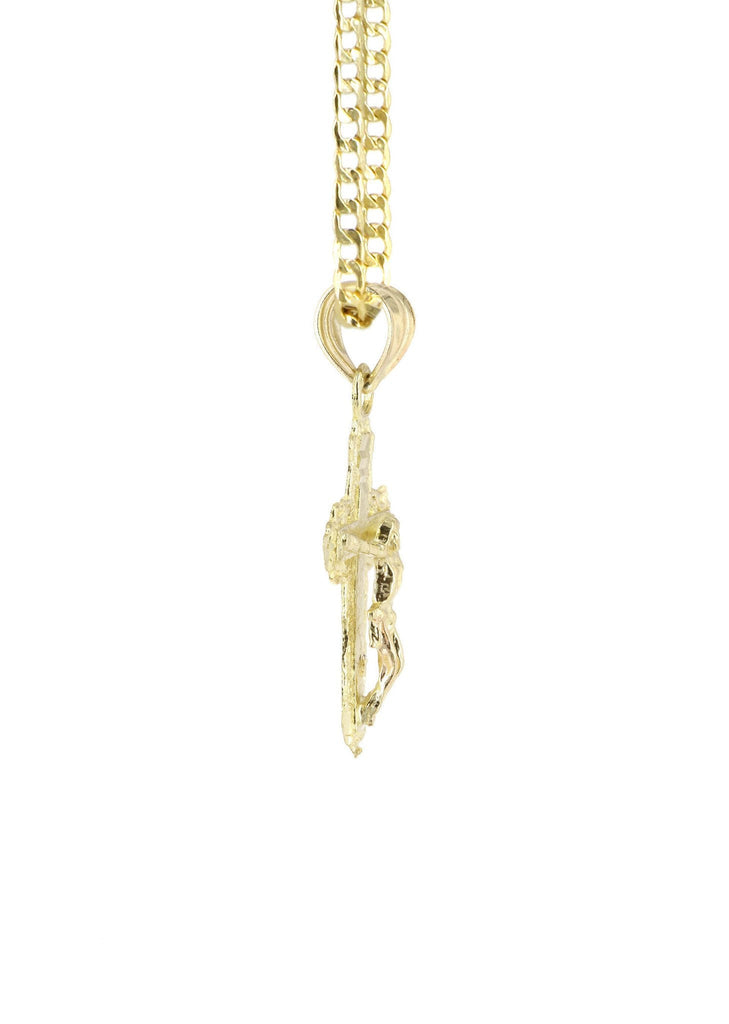 10K Gold Cuban Link & Gold Cross Pendant | 2.8 Grams chain & pendant FROST NYC 
