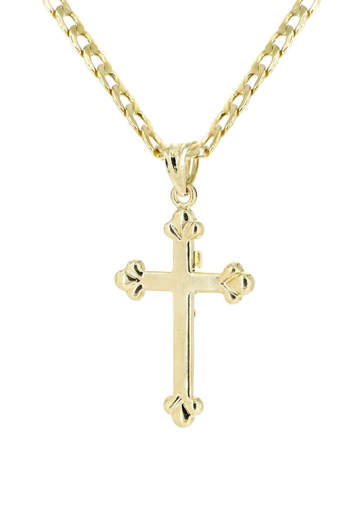 10K Gold Cuban Link & Gold Cross Pendant | 3.3 Grams chain & pendant FROST NYC 