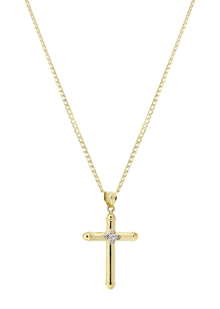 10K Gold Cuban Link & Gold Cross Pendant | 3.12 Grams chain & pendant FROST NYC 