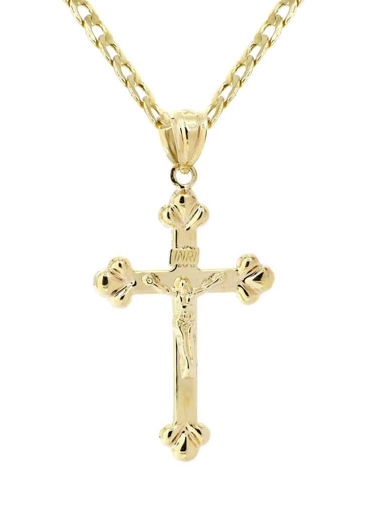 10K Gold Cuban Link & Gold Cross Pendant | 2.9 Grams chain & pendant FROST NYC 