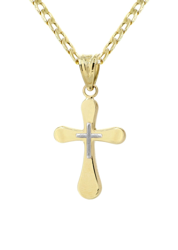 10K Gold Cuban Link & Gold Cross Pendant | 3.4 Grams chain & pendant FROST NYC 