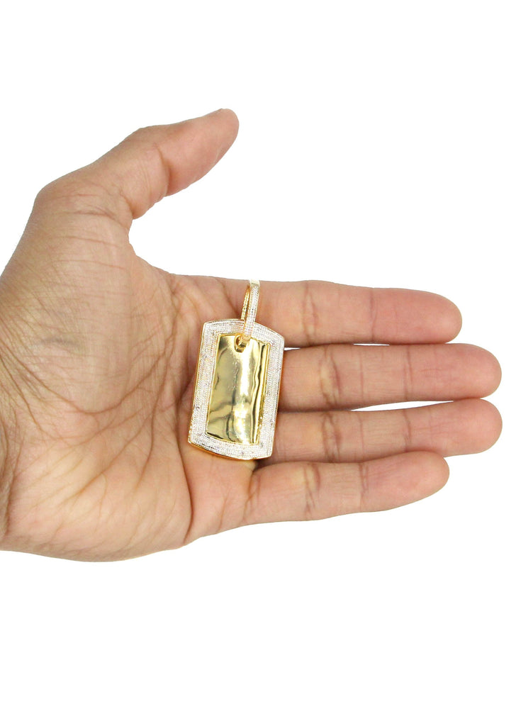 10K Yellow Gold Diamond Dog Tag Picture Pendant & Rope Chain | Appx. 20 Grams MANUFACTURER 1 
