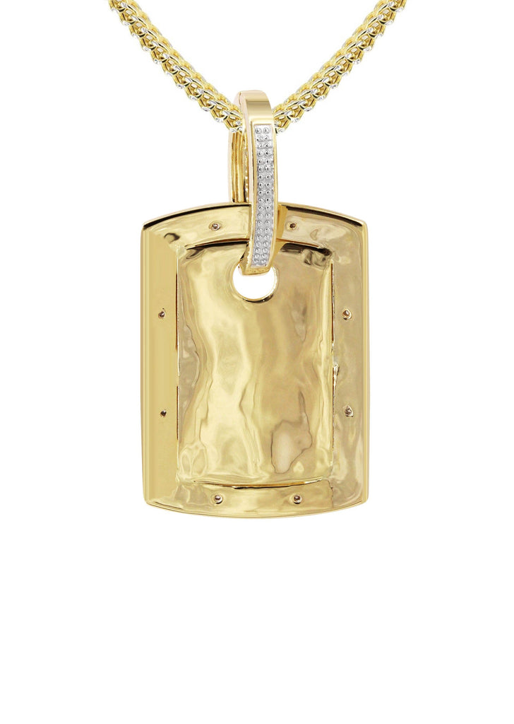 10K Yellow Gold Diamond Dog Tag Picture Pendant & Cuban Chain | Appx. 19 Grams MANUFACTURER 1 