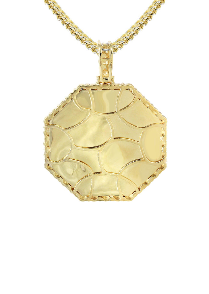 10K Yellow Gold Diamond Octagon Picture Pendant & Franco Chain | Appx. 17 Grams MANUFACTURER 1 