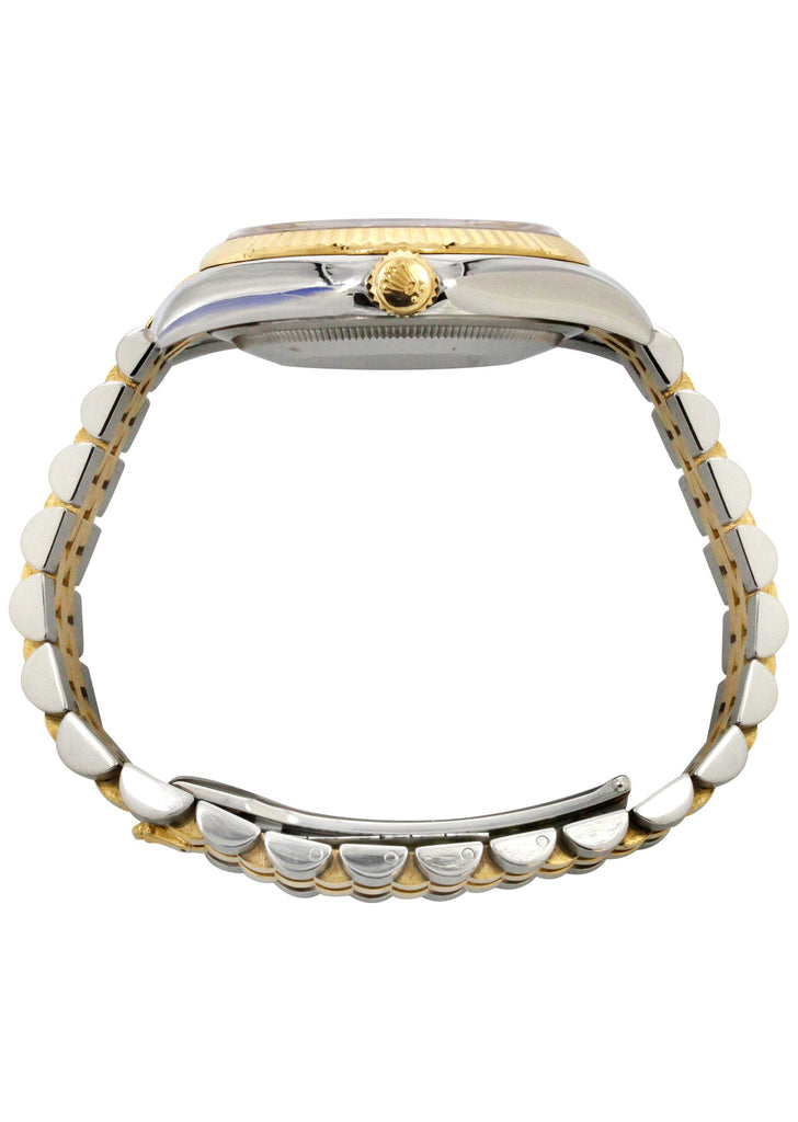 New Style | Hidden Clasp | Gold & Steel Rolex Datejust Watch | 36Mm | Diamond Red Roman Dial | Jubilee Band CUSTOM ROLEX MANUFACTURER 11 