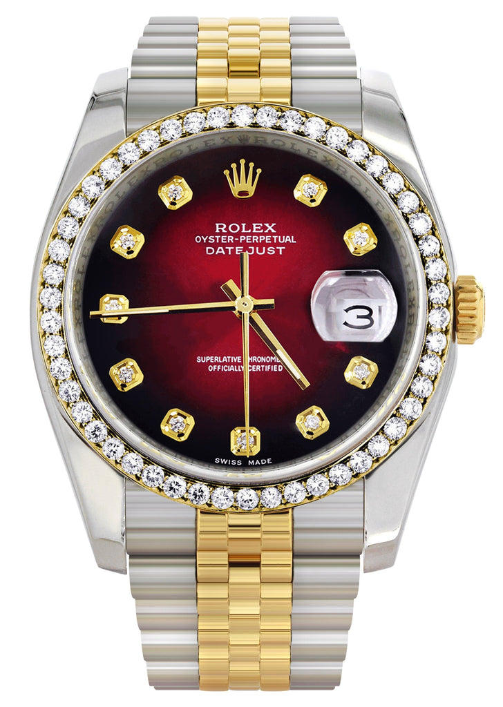 New Style | Hidden Clasp | Gold Rolex Datejust Watch | 36Mm | Red Dial | Jubilee Band CUSTOM ROLEX MANUFACTURER 11 