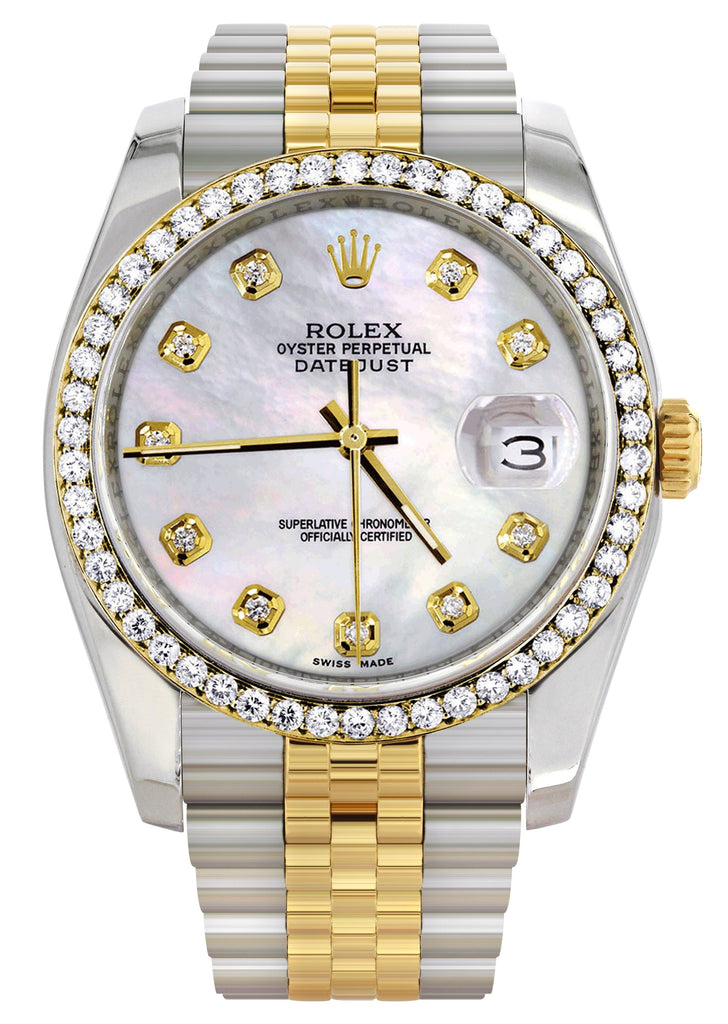 New Style | Hidden Clasp | Diamond Gold Rolex Watch For Men | 36Mm | White Mother Of Pearl | Jubilee Band CUSTOM ROLEX MANUFACTURER 11 