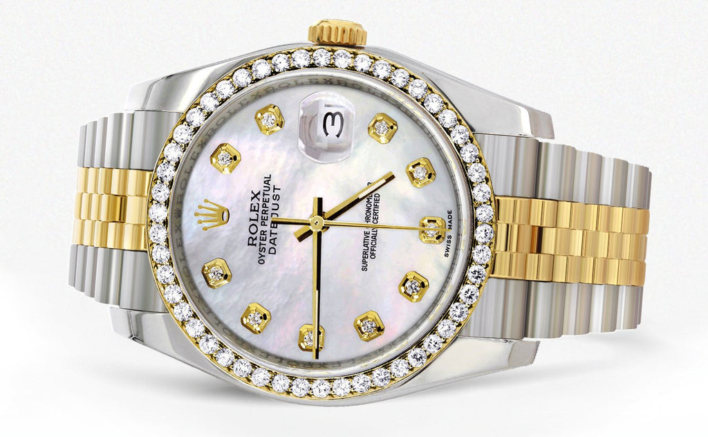 New Style | Hidden Clasp | Diamond Gold Rolex Watch For Men | 36Mm | White Mother Of Pearl | Jubilee Band CUSTOM ROLEX MANUFACTURER 11 