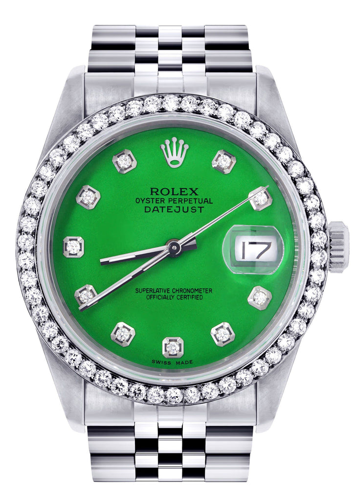 Rolex Datejust Watch | 36Mm | Green Dial | Jubilee Band CUSTOM ROLEX FrostNYC 
