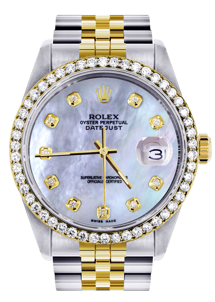 Two Tone Rolex Datejust Watch | 36Mm | Mother of Pearl Dial | Jubilee Band CUSTOM ROLEX FrostNYC 