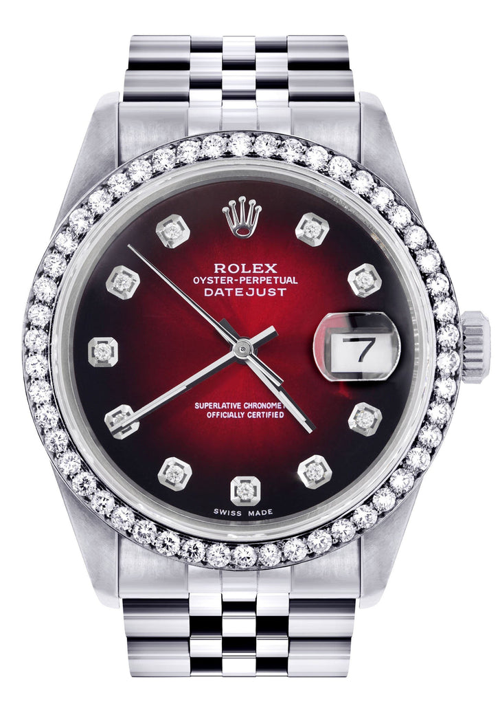 Rolex Datejust Watch | 36Mm | Red Dial | Jubilee Band CUSTOM ROLEX FrostNYC 