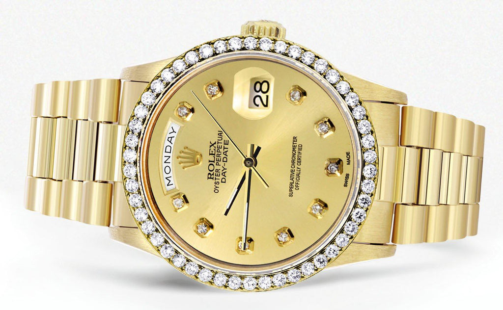 Rolex Day-Date | Presidential | 18K Yellow Gold | Diamond Bezel | Gold Diamond Dial CUSTOM ROLEX FROST NYC 