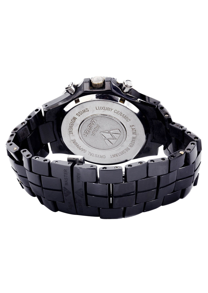 Mens Black Steel Tone Diamond Watch | Appx. 2.85 Carats MENS GOLD WATCH FROST NYC 