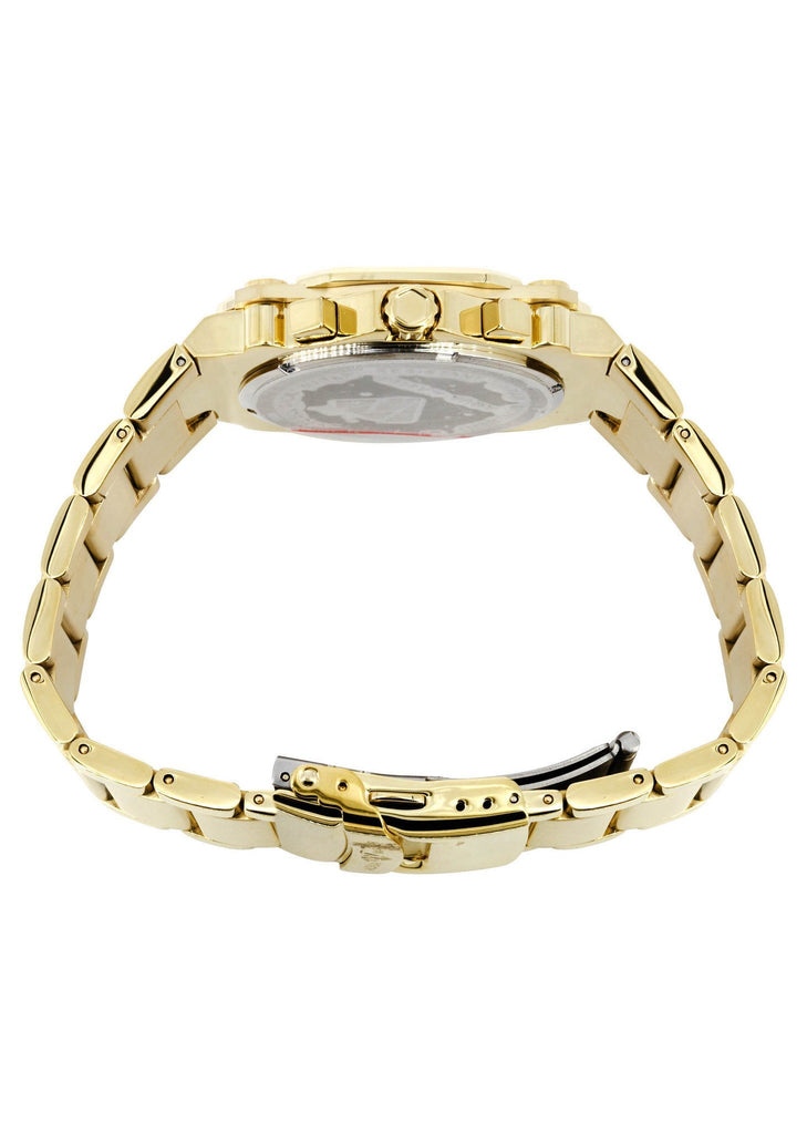 Mens Yellow Gold Tone Diamond Watch | Appx. 0.32 Carats MENS GOLD WATCH FROST NYC 