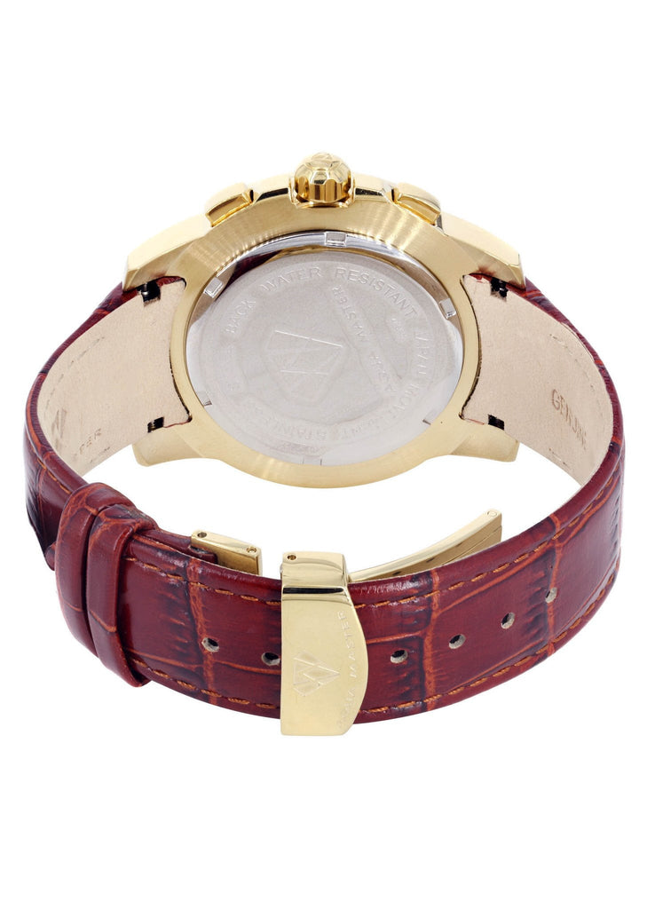 Mens Yellow Gold Tone Diamond Watch | Appx. 0.2 Carats MENS GOLD WATCH FROST NYC 