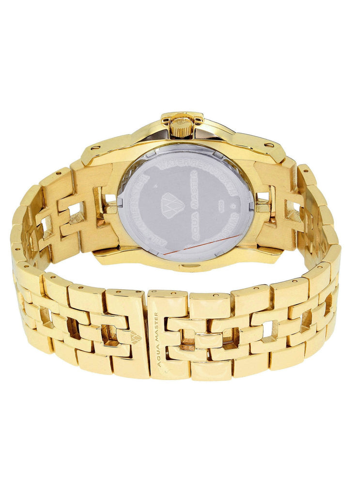 Mens Yellow Gold Tone Diamond Watch | Appx. 1.76 Carats MENS GOLD WATCH FROST NYC 