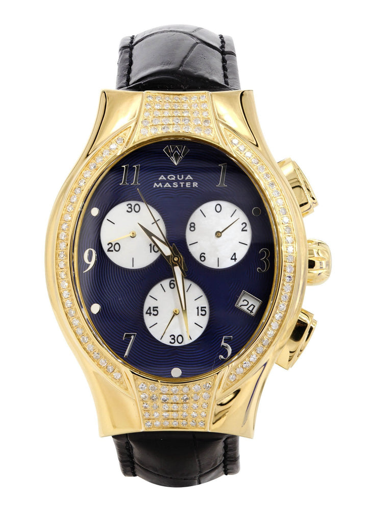 Mens Yellow Gold Tone Diamond Watch | Appx. 1.5 Carats MENS GOLD WATCH FROST NYC 