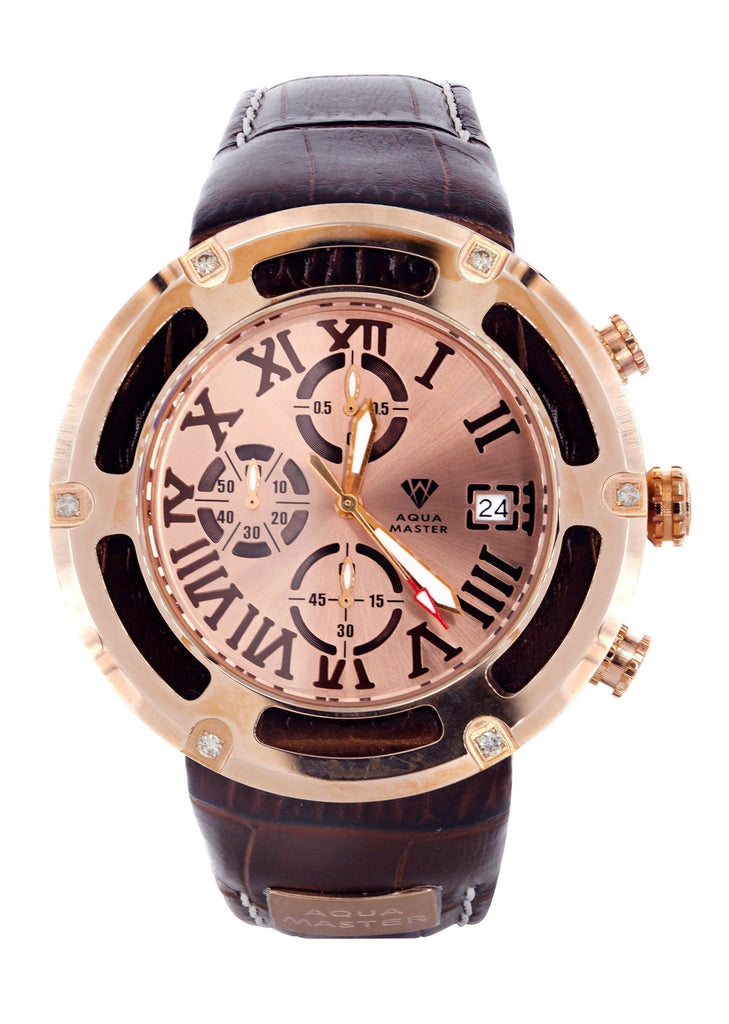 Mens Rose Gold Tone Diamond Watch | Appx. 0.24 Carats MENS GOLD WATCH FROST NYC 