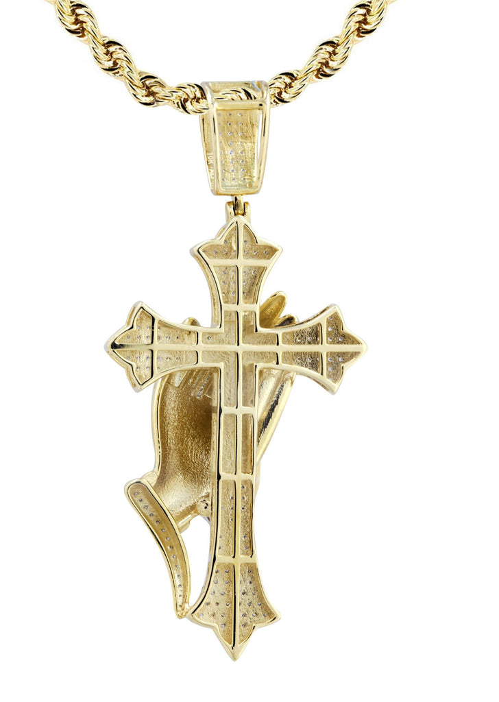 10K Yellow Gold Cross Pendant & Rope Chain | 0.67 Carats diamond combo FrostNYC 