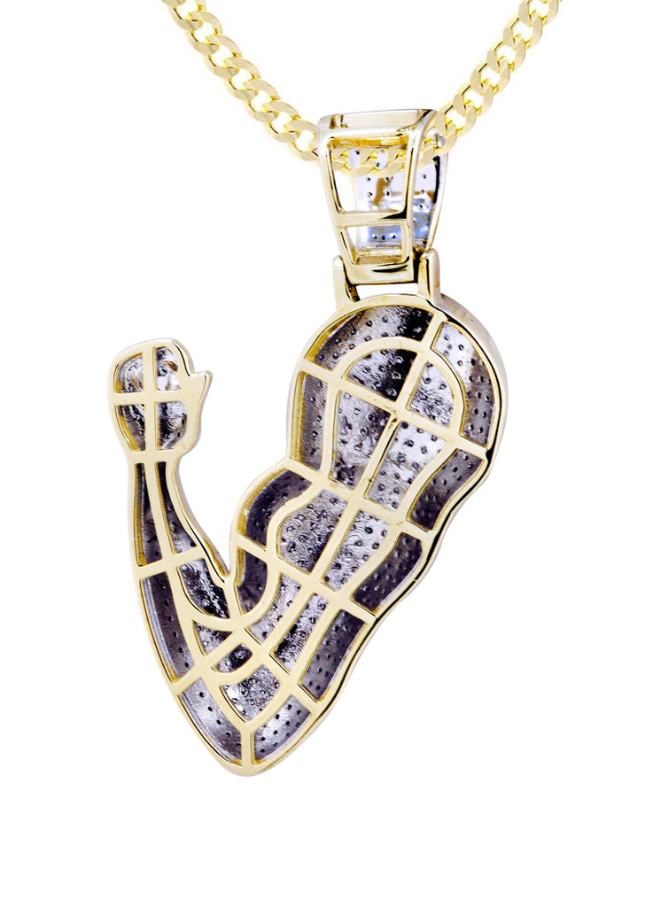 10K Yellow Gold Muscle Arm Pendant & Cuban Chain | 0.97 Carats diamond combo FrostNYC 